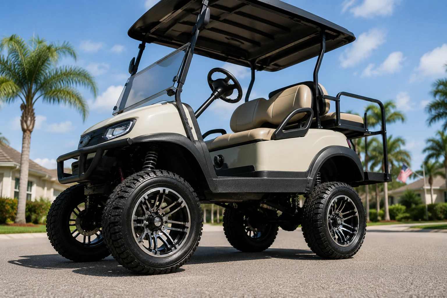 High-end golf cart in a Florida community